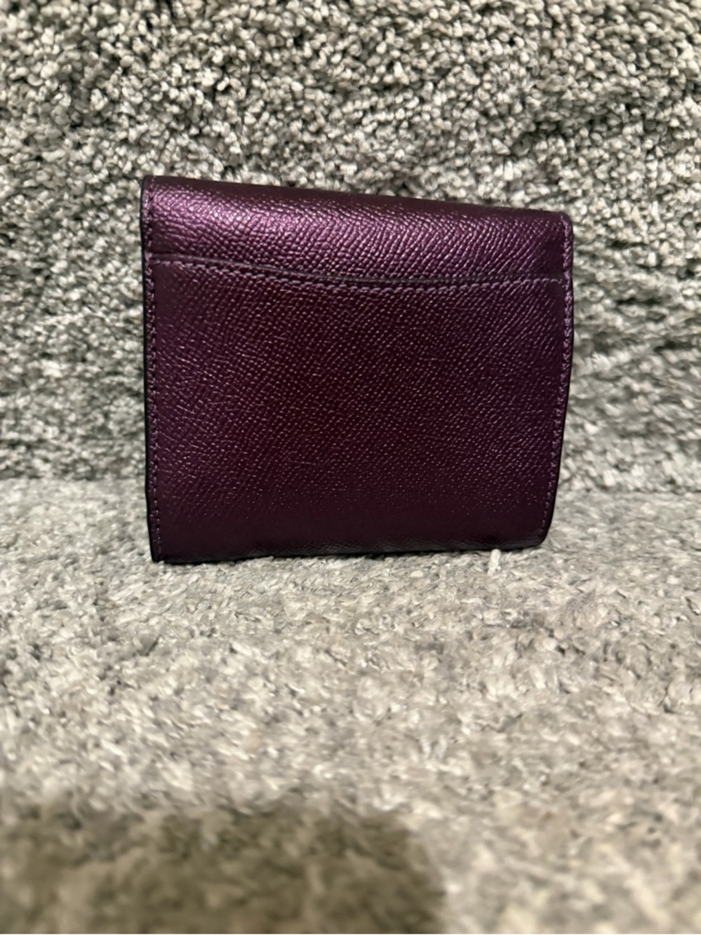 Coach Small Trifold Wallet in the color Metallic Plum sold - Picture 2 of 3